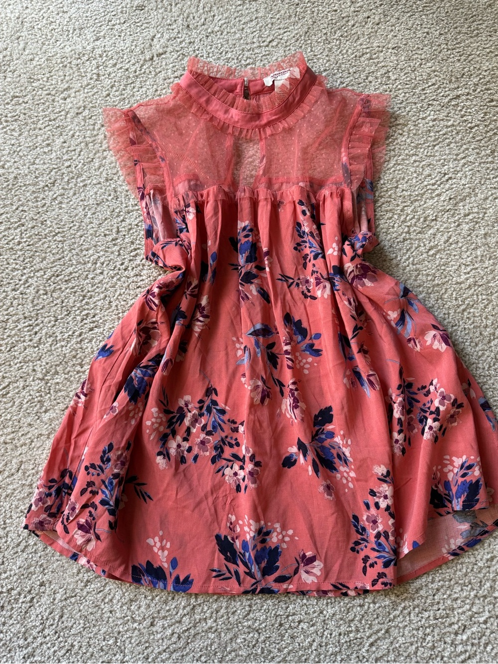 Arizona Jean Company Coral Pink Floral Ruffle Blouse y2k